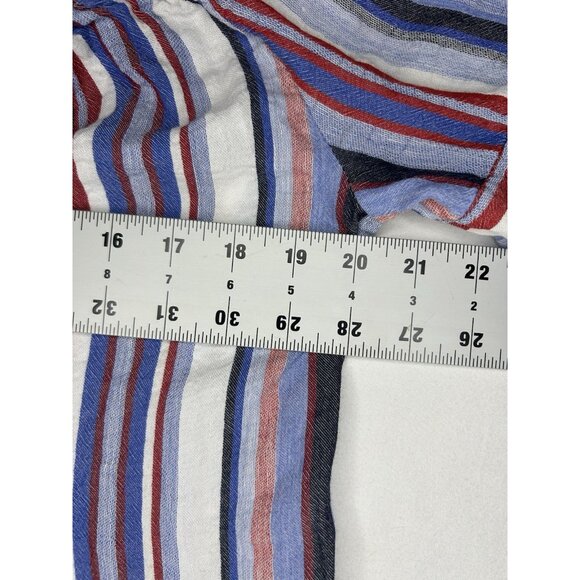 Florence Florencia Striped Boho 100% Linen Top Womens M Off Shoulder Tomato Girl - Picture 6 of 12